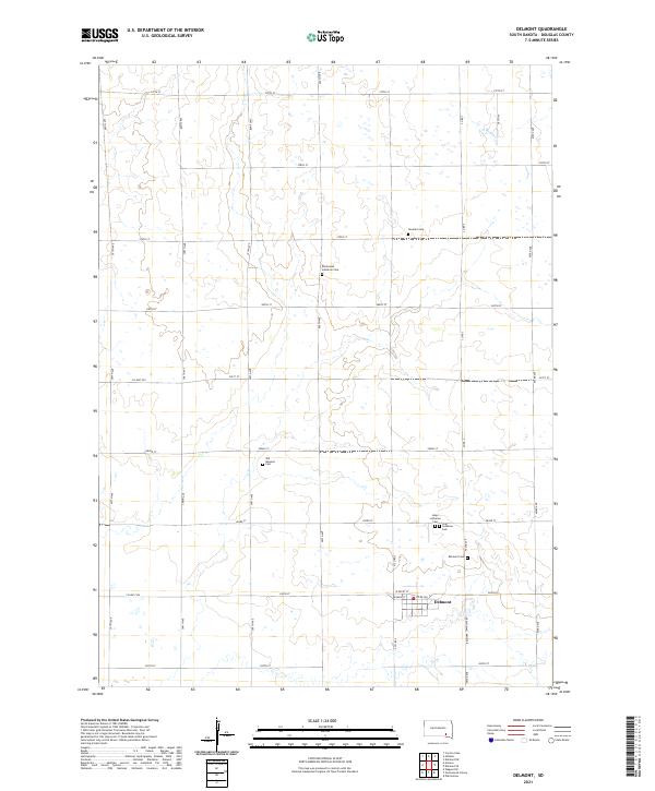 Delmont, SD — USGS 7.5-minute topo (2021)