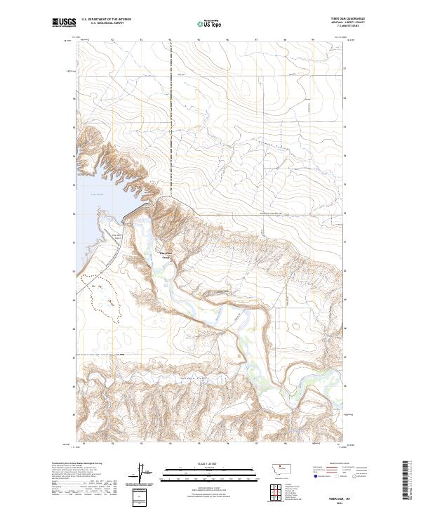 Tiber Dam, MT — USGS 7.5-minute topo (2024)