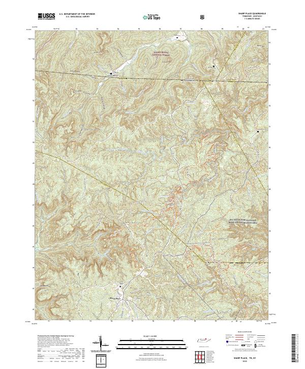 Sharp Place, TN-KY — USGS 7.5-minute topo (2022)