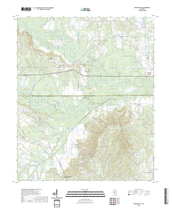 Cedar Bluff, MS — USGS 7.5-minute topo (2024)
