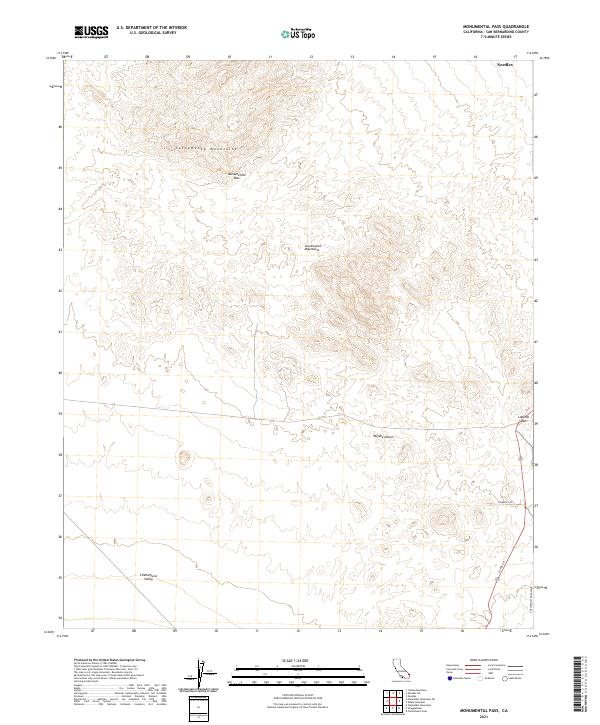 Monumental Pass, CA — USGS 7.5-minute topo (2021)