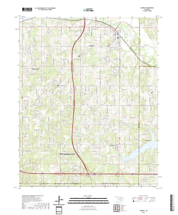 Harrah, OK — USGS 7.5-minute topo (2022)