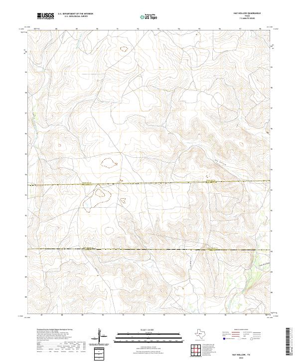 Hay Hollow, TX — USGS 7.5-minute topo (2022)