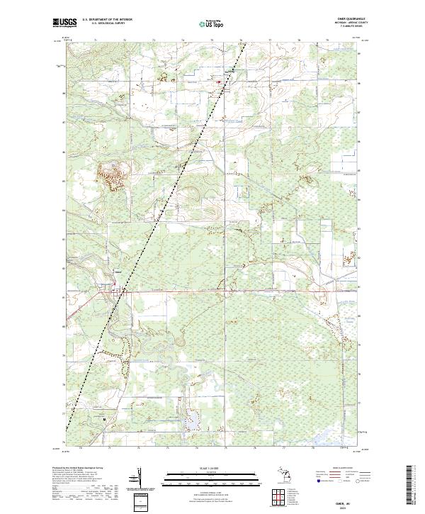 Omer, MI — USGS 7.5-minute topo (2023)