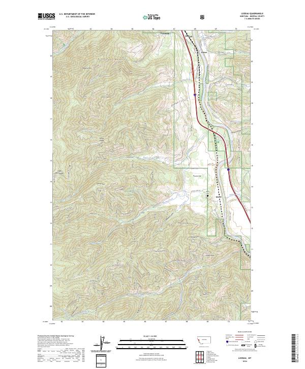 Lozeau, MT — USGS 7.5-minute topo (2024)