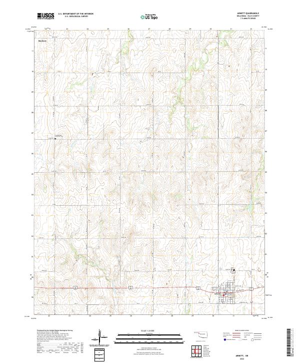 Arnett, OK — USGS 7.5-minute topo (2022)