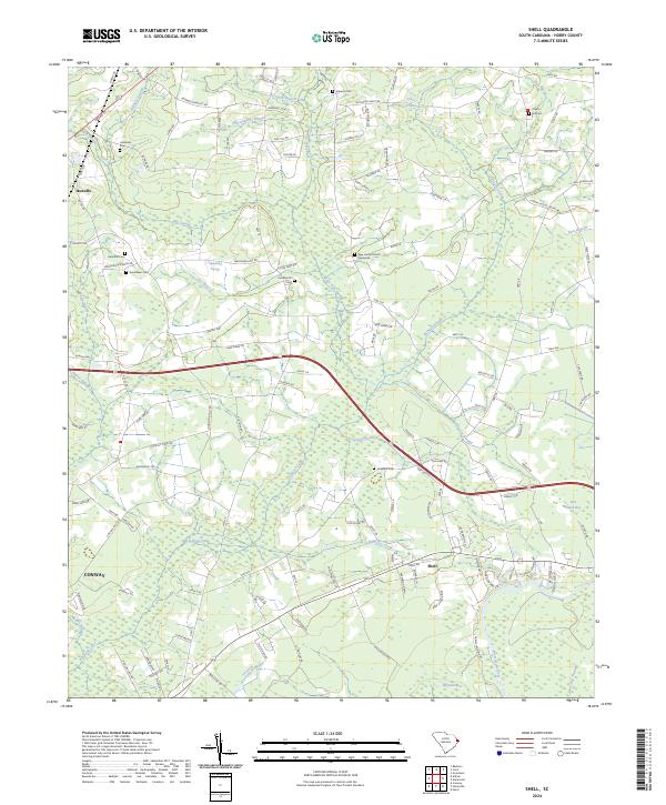 Shell, SC — USGS 7.5-minute topo (2024)