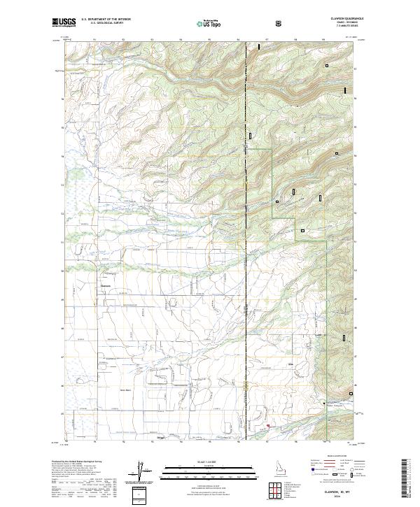 Clawson, ID-WY — USGS 7.5-minute topo (2024)