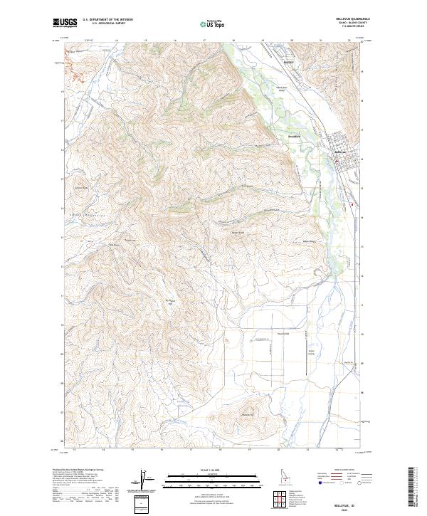 Bellevue, ID — USGS 7.5-minute topo (2024)