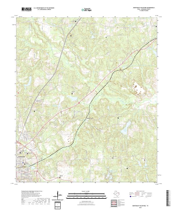 Northeast Palestine, TX — USGS 7.5-minute topo (2022)