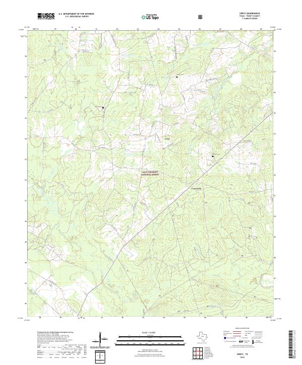 Crecy, TX — USGS 7.5-minute topo (2022)
