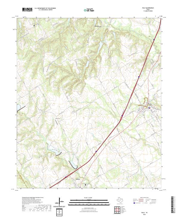 Italy, TX — USGS 7.5-minute topo (2022)