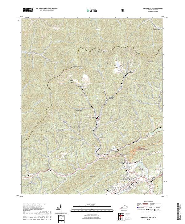 Pennington Gap, VA-KY — USGS 7.5-minute topo (2022)