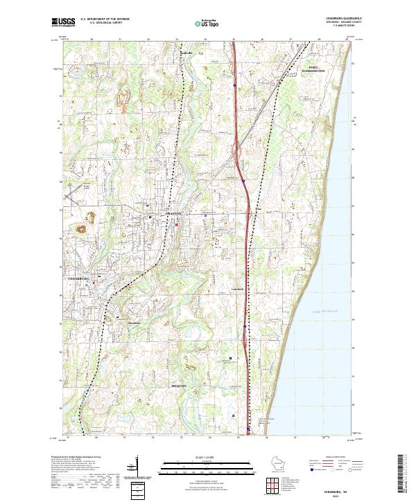 Cedarburg, WI — USGS 7.5-minute topo (2022)