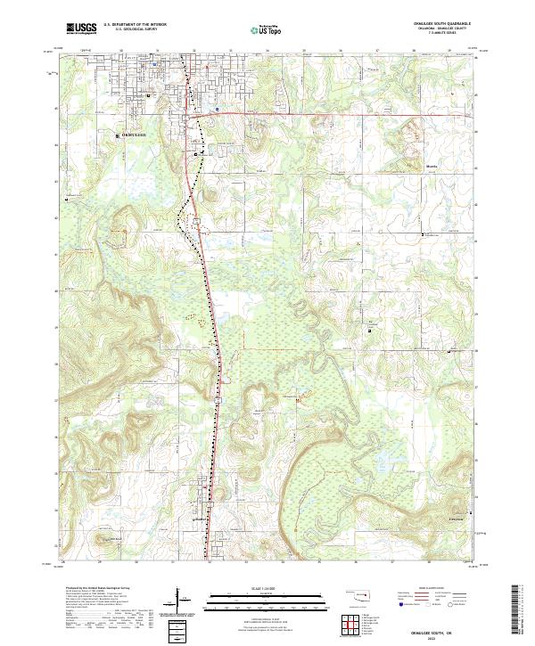 Okmulgee South, OK — USGS 7.5-minute topo (2022)