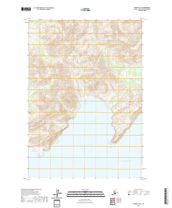 Kodiak B-3 SE, AK — USGS 7.5-minute topo (2021)