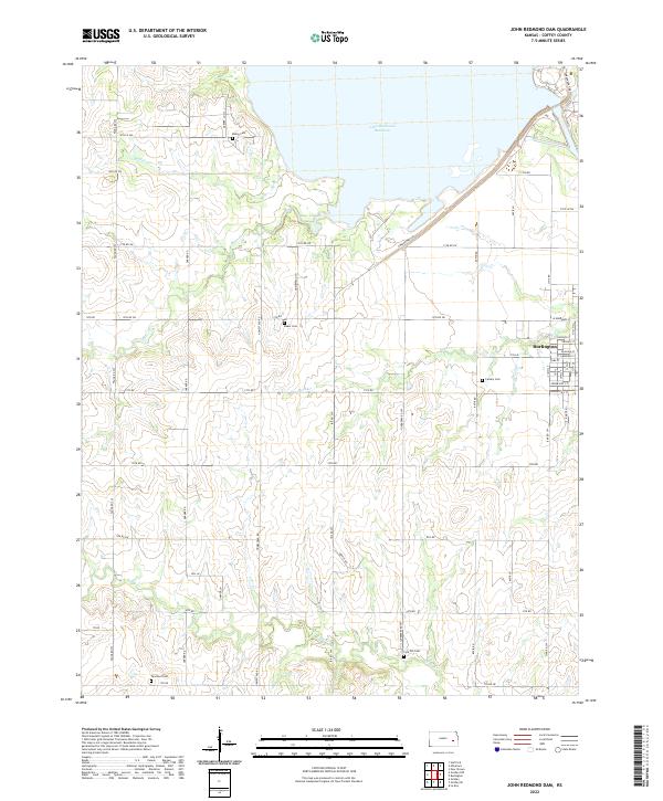 John Redmond Dam, KS — USGS 7.5-minute topo (2022)