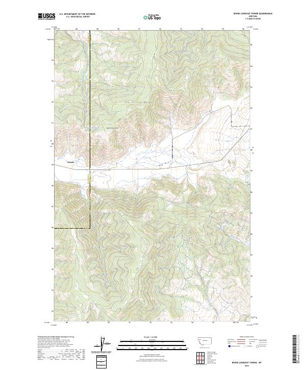 Irvine Lookout Tower, MT — USGS 7.5-minute topo (2024)