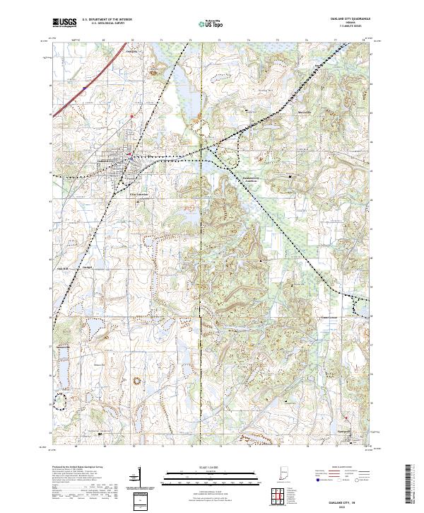 Oakland City, IN — USGS 7.5-minute topo (2022)