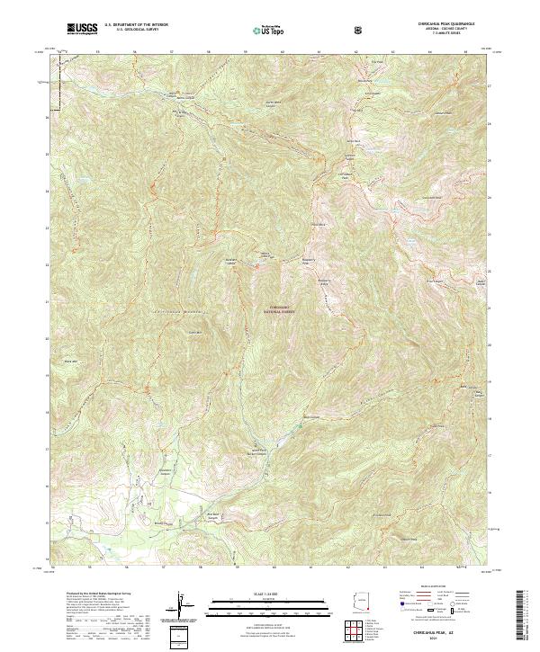 Chiricahua Peak, AZ — USGS 7.5-minute topo (2021)