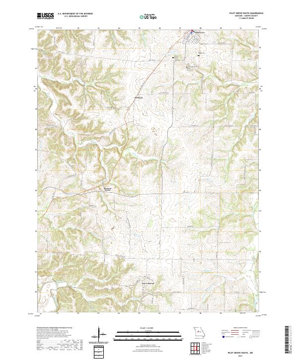 Pilot Grove South, MO — USGS 7.5-minute topo (2021)