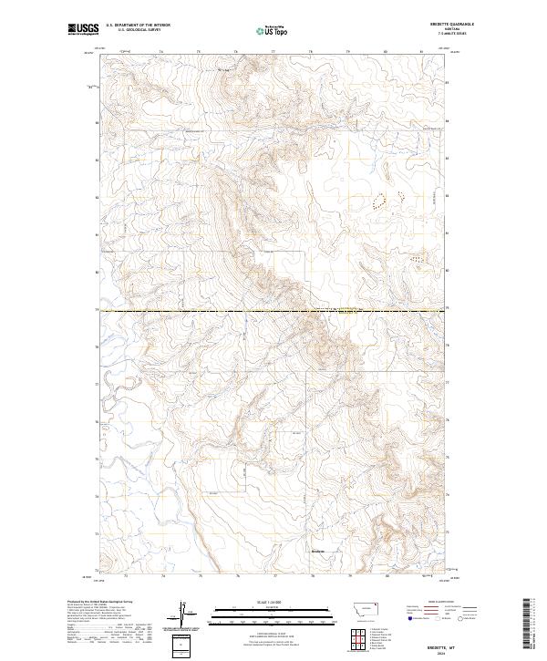 Bredette, MT — USGS 7.5-minute topo (2024)