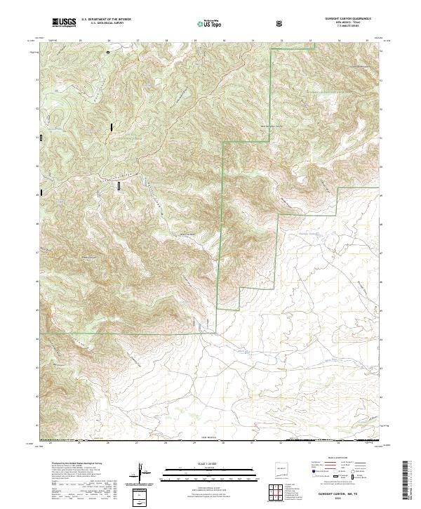 Gunsight Canyon, NM-TX — USGS 7.5-minute topo (2023)