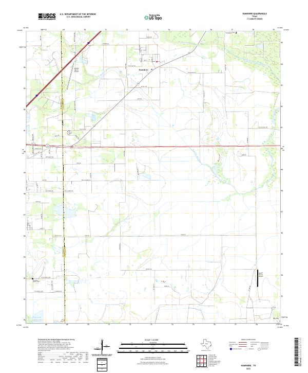 Hamshire, TX — USGS 7.5-minute topo (2022)
