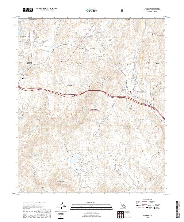Descanso, CA — USGS 7.5-minute topo (2021)