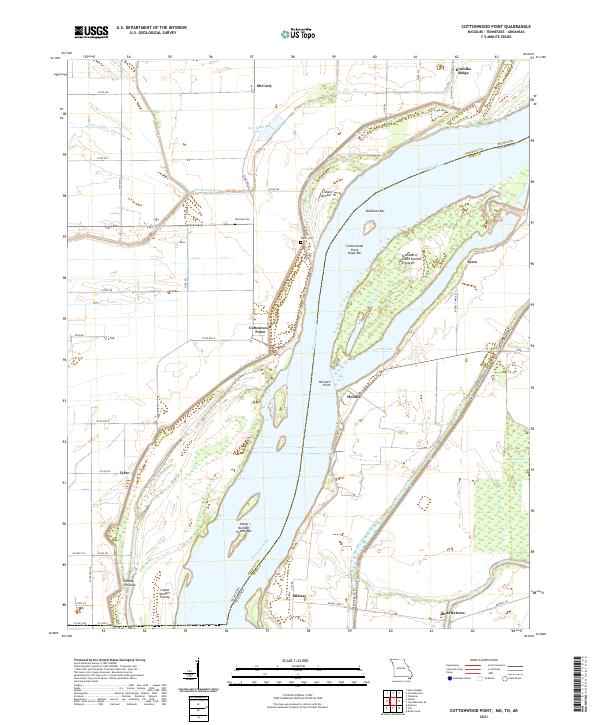 Cottonwood Point, MO-TN-AR — USGS 7.5-minute topo (2021)