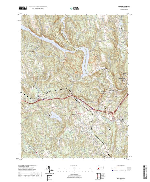 Newtown, CT — USGS 7.5-minute topo (2024)