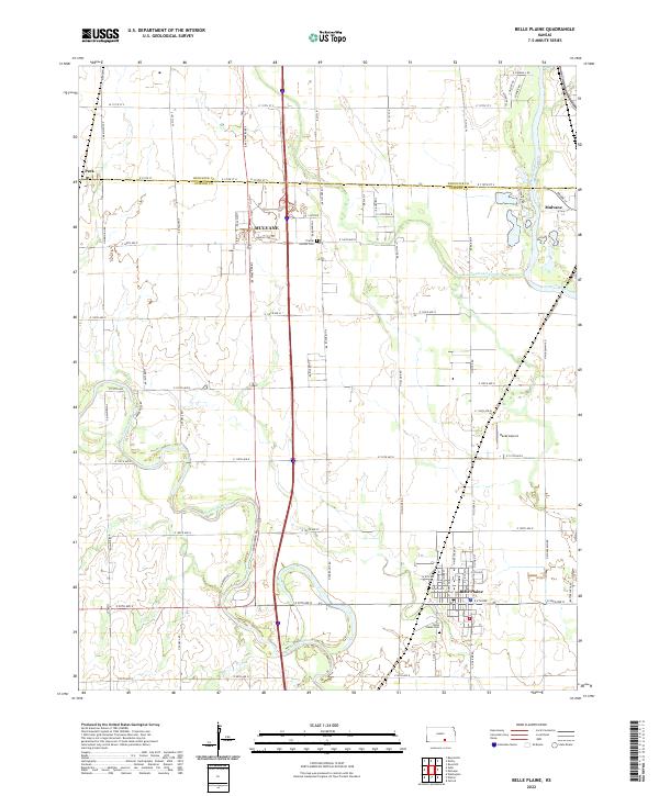 Belle Plaine, KS — USGS 7.5-minute topo (2022)
