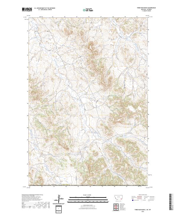 Three Bar Ranch, MT-WY — USGS 7.5-minute topo (2024)