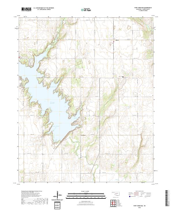 Fort Cobb Dam, OK — USGS 7.5-minute topo (2022)