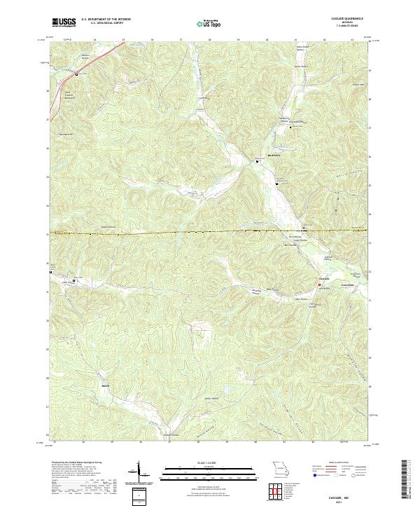 Cascade, MO — USGS 7.5-minute topo (2021)