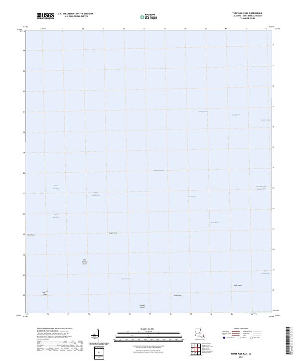 Three Mile Bay, LA — USGS 7.5-minute topo (2024)