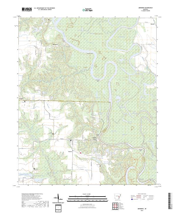 Aberdeen, AR — USGS 7.5-minute topo (2024)