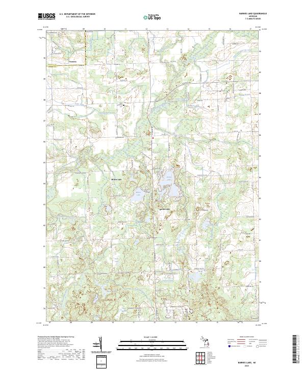 Barnes Lake, MI — USGS 7.5-minute topo (2023)