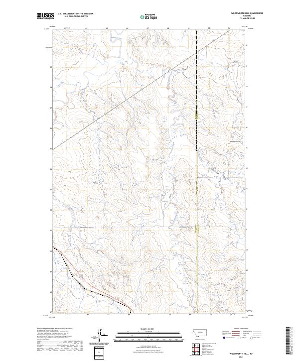 Woodworth Hill, MT — USGS 7.5-minute topo (2024)