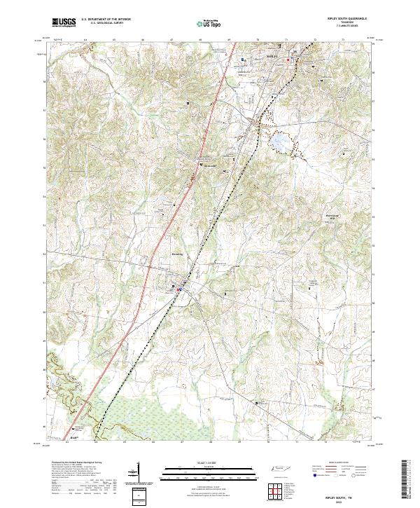 Ripley South, TN — USGS 7.5-minute topo (2022)