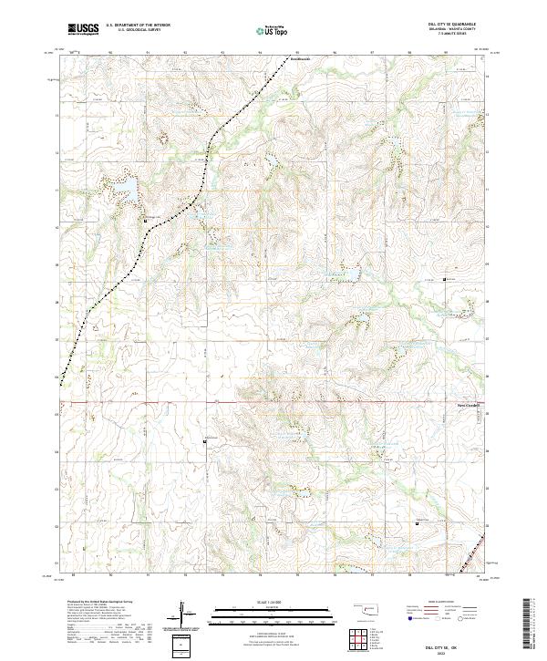 Dill City SE, OK — USGS 7.5-minute topo (2022)
