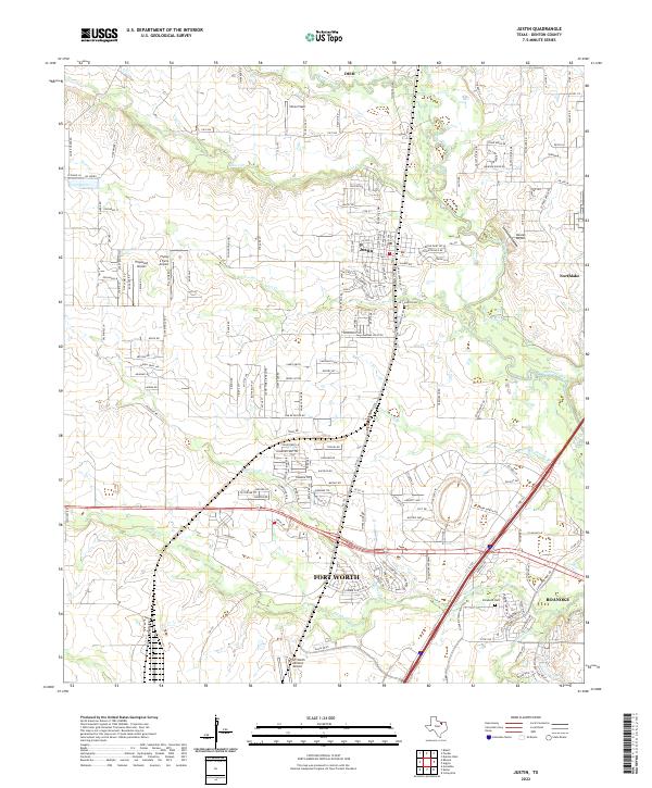 Justin, TX — USGS 7.5-minute topo (2022)