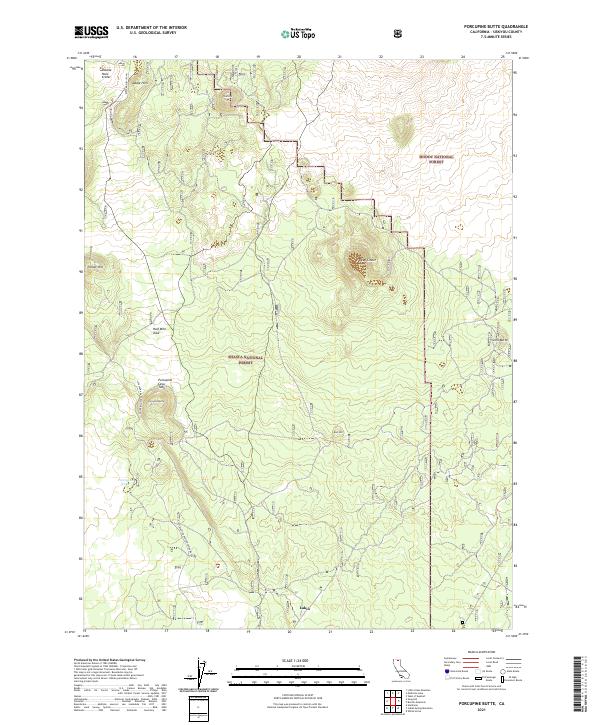 Porcupine Butte, CA — USGS 7.5-minute topo (2021)