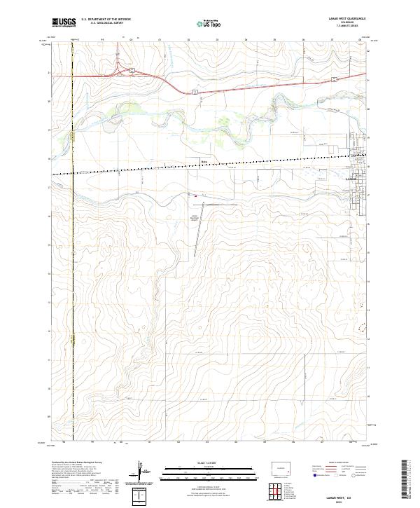 Lamar West, CO — USGS 7.5-minute topo (2022)