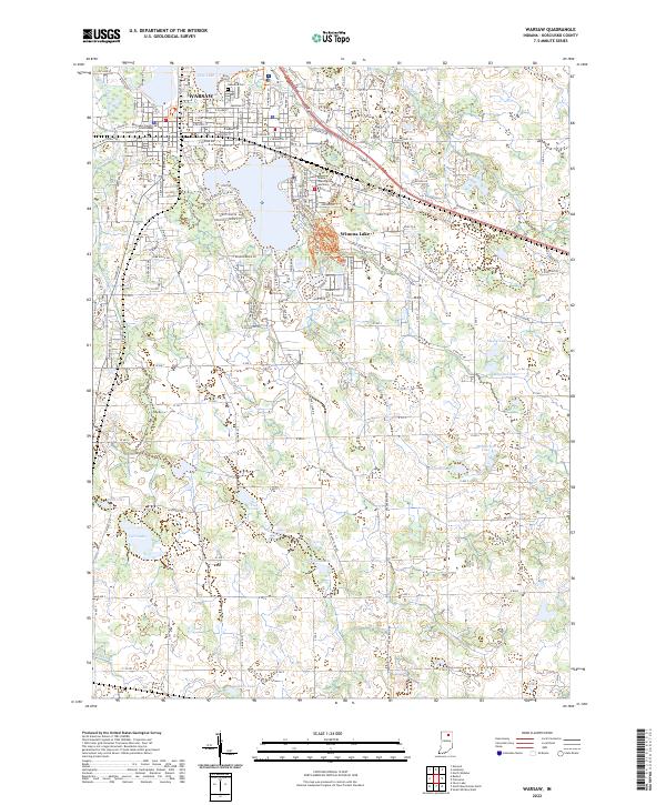 Warsaw, IN — USGS 7.5-minute topo (2022)