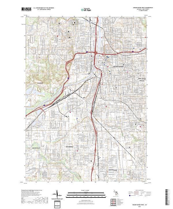 Grand Rapids West, MI — USGS 7.5-minute topo (2023)