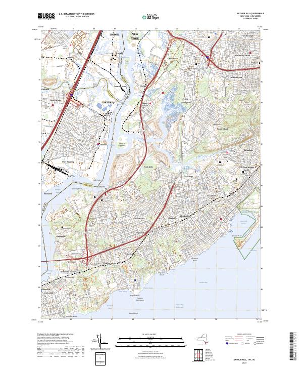 Arthur Kill, NY-NJ — USGS 7.5-minute topo (2023)