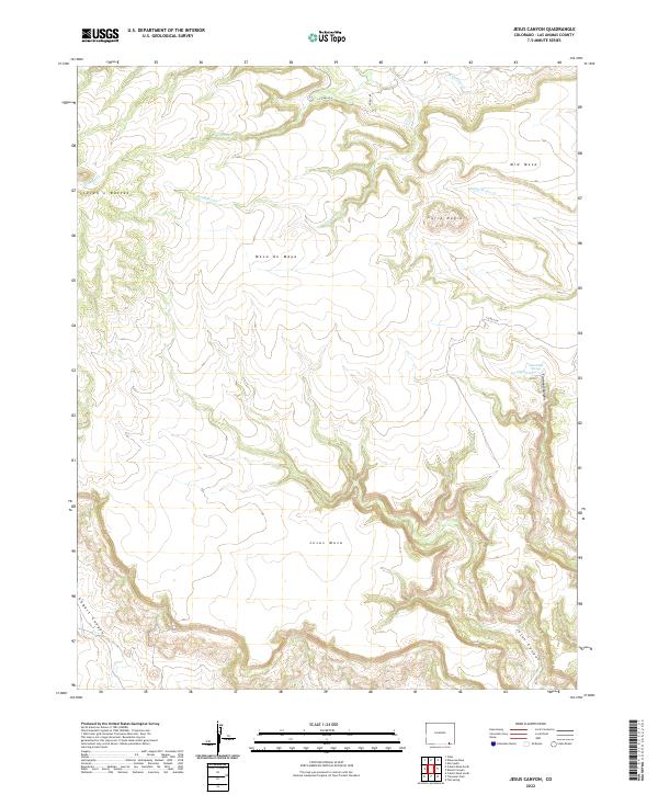 Jesus Canyon, CO — USGS 7.5-minute topo (2022)
