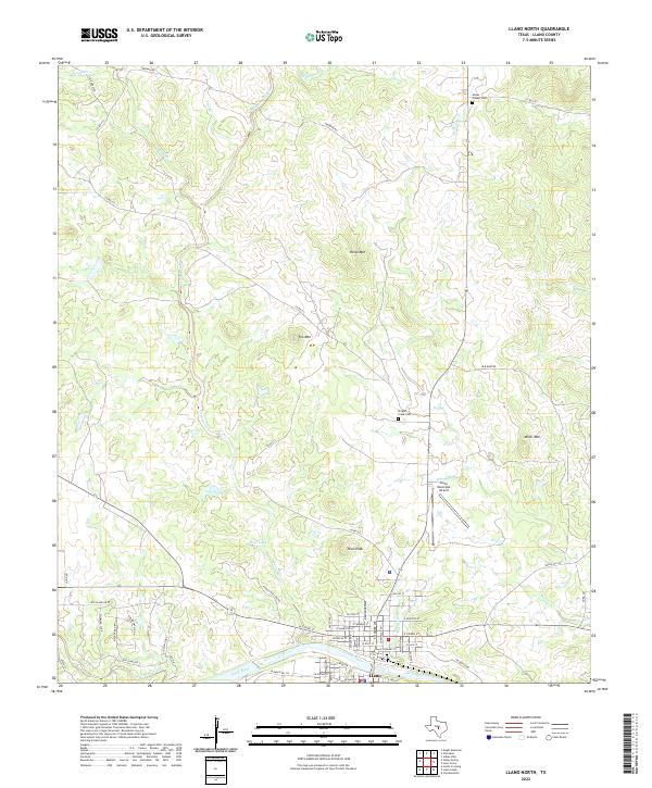 Llano North, TX — USGS 7.5-minute topo (2022)