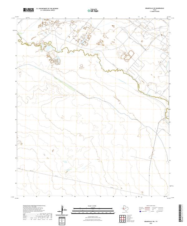 Grandfalls SW, TX — USGS 7.5-minute topo (2022)